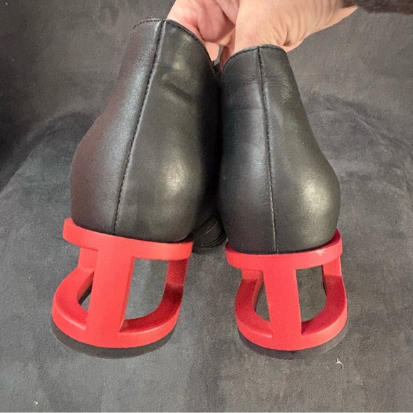 JEFFREY CAMPBELL Sz 7.5 Boots with Red Hollow Heel Alond Toe Ankle Booties NEW - Picture 8 of 9